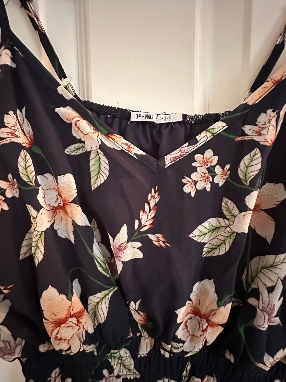 Black Floral Spaghetti Strap Maxi Dress - Picture 2 of 3